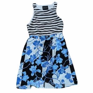 MINKPINK Blue Striped & Floral Flowy Mini Dress XS